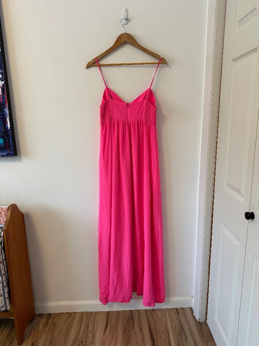 Amanda Uprichard Silk Maxi Dress in Hot Pink | Size Medium - Picture 5 of 10